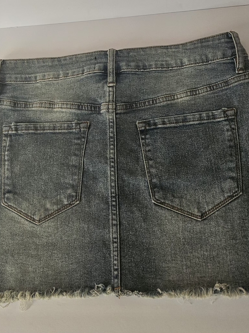 Rise Supply Co. Denim Mini Skirt Size M Blue Acid Wash Distressed Frayed Hem - Picture 5 of 11
